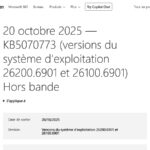 Windows 11 : KB5070773 OOB (versions OS : 26200.6901 et 26100.6901)