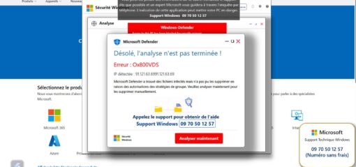 Erreur 0x800VDS l’arnaque au faux support Microsoft