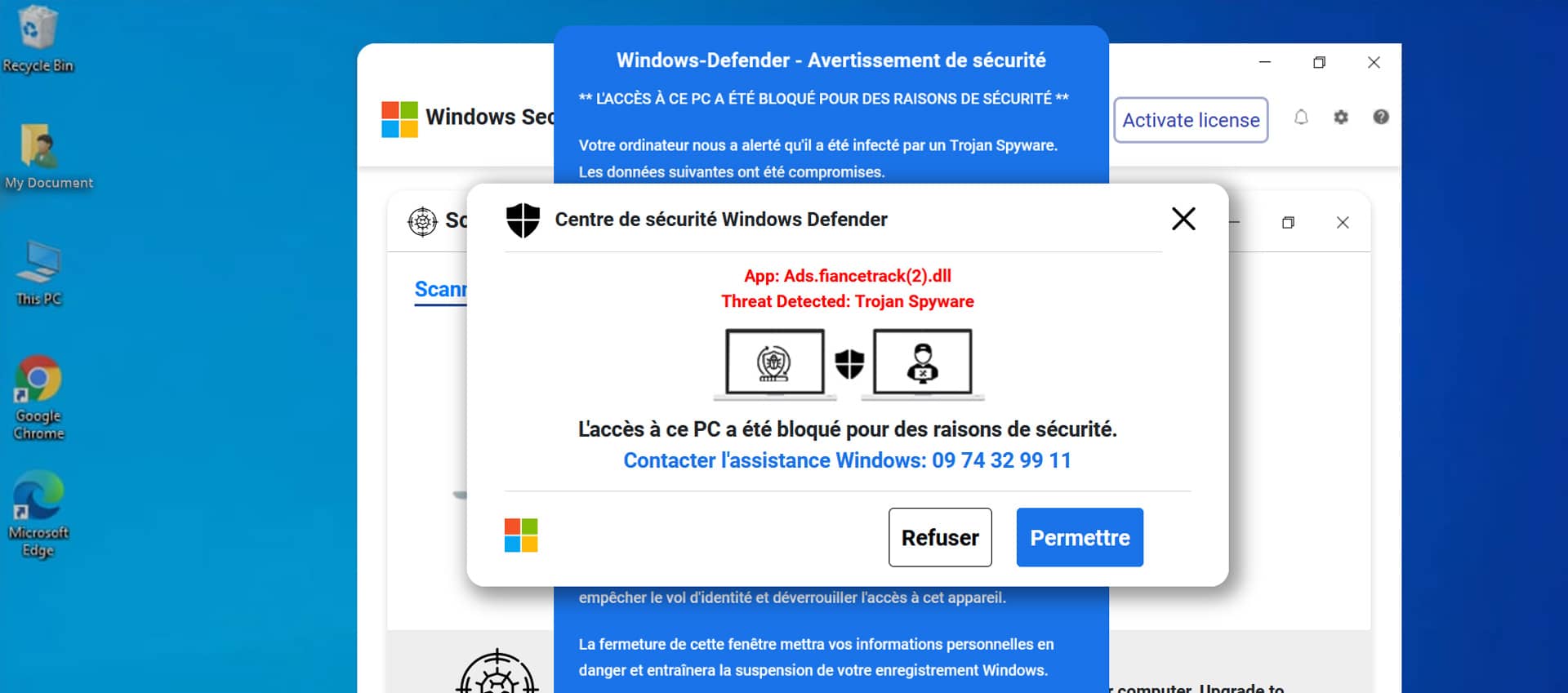 alerte sécurité windows appeler microsoft