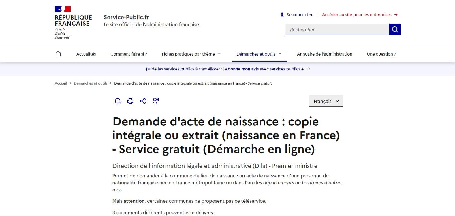 Aide et conseils pour demande extrait acte de naissance en ligne