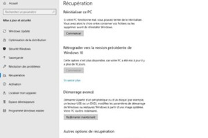 Réinitialiser ce PC sur Windows 10 / paramètres système