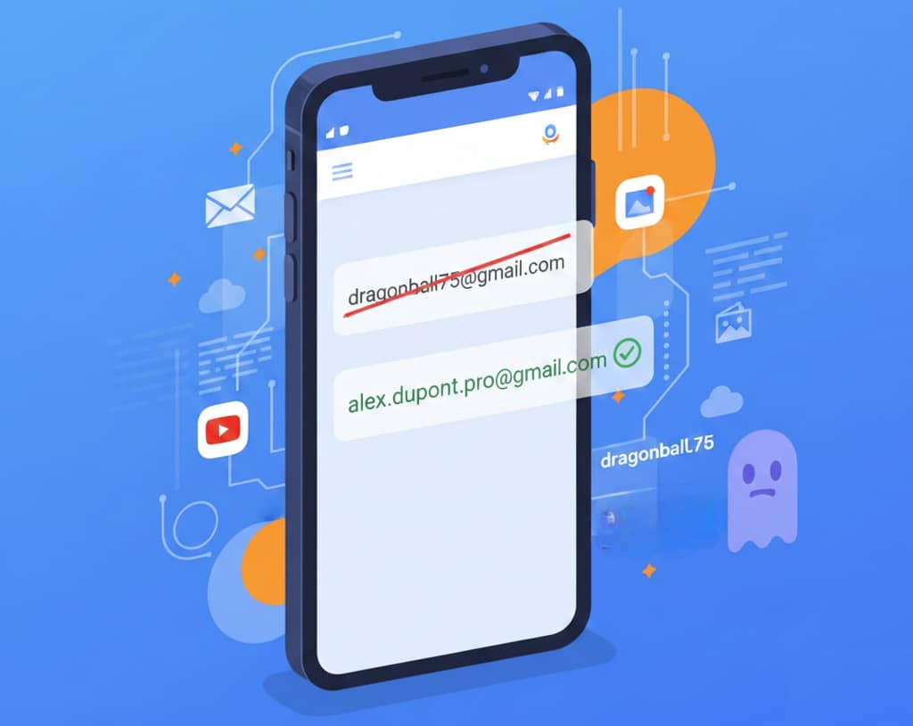 Adresse mail Dragonball75@gmail.com en Alex.Dupont.Pro (Crédit : Alex.I)