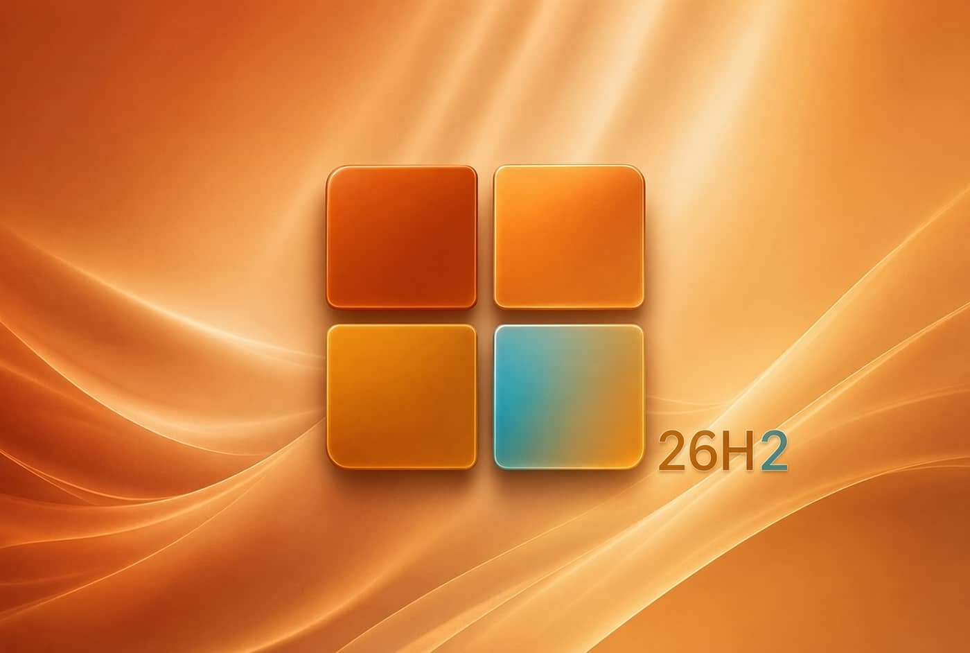 Logo de Windows 11 26H2 sur un fond automnal (Crédit : Alex.I)