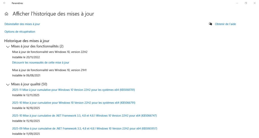 Page Windows Update de la mise à jour KB5068781 (Crédit : Windows 10)